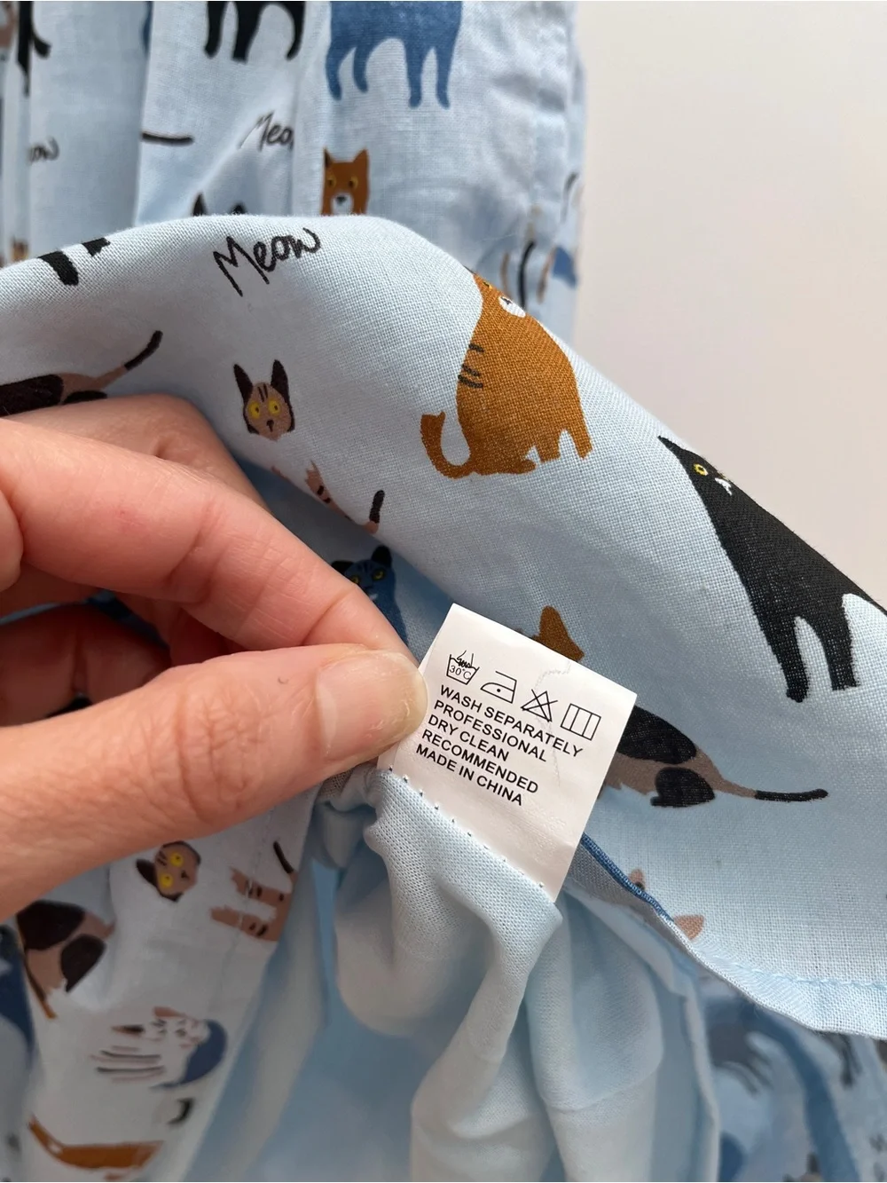 SM Wardrobe cat dress L meow print pockets NWT whimsical quirky playful - Picture 8 of 11